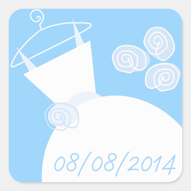 Wedding Gown Blue 'Date' sticker square (Front)