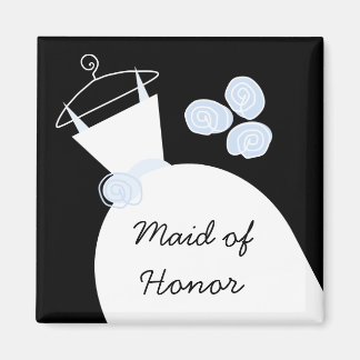 Wedding Gown Blue 'Maid of Honour' black Magnet