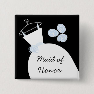 Wedding Gown Blue 'Maid of Honour' black square 15 Cm Square Badge