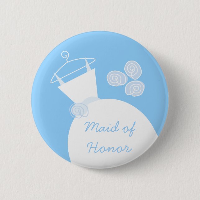 Wedding Gown Blue 'Maid of Honour' button (Front)