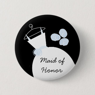 Wedding Gown Blue 'Maid of Honour' button black