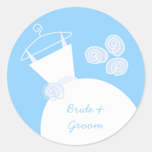 Wedding Gown Blue 'Names' sticker round
