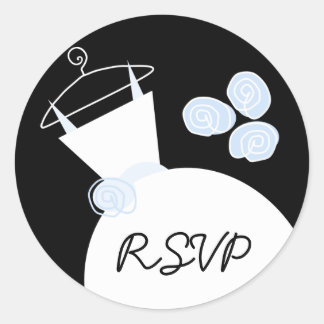 Wedding Gown Blue 'RSVP' sticker round