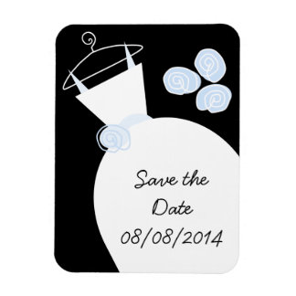 Wedding Gown Blue 'Save the Date' black Magnet