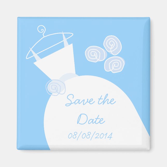 Wedding Gown Blue 'Save the date' Magnet (Front)