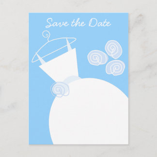 Wedding Gown Blue Save the Date postcard