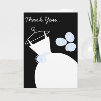 Wedding Gown Blue 'Thank You Bridesmaid' black Thank You Card