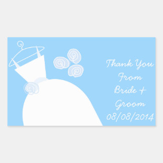 Wedding Gown Blue 'Thank You' rectangle Rectangular Sticker
