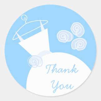 Wedding Gown Blue 'Thank You' sticker round