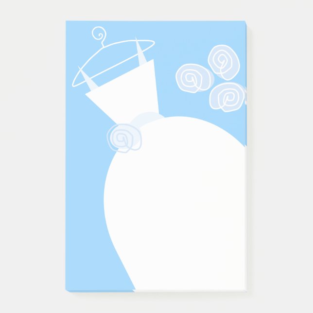 Wedding Gown Blue vertical post-it note (Front)