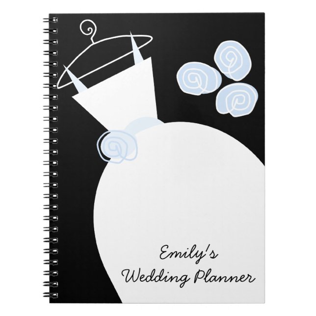 Wedding Gown Blue 'Wedding Planner' black Notebook (Front)