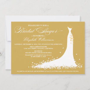 Wedding Gown Bridal Party Invitation (gold)