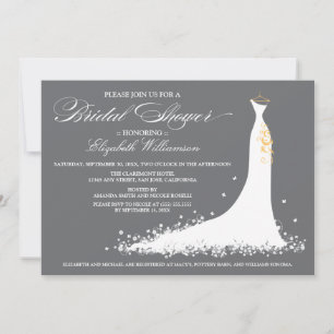 Wedding Gown Bridal Party Invitation (grey)