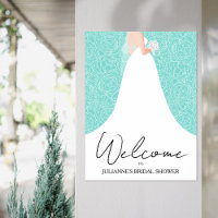Wedding Gown Bridal Shower Turquoise Welcome