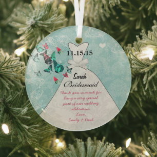 Wedding Gown Bridesmaid Butterfly Choose Color Glass Tree Decoration