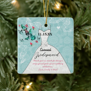 Wedding Gown Bridesmaid Butterfly Choose Colour Ceramic Tree Decoration