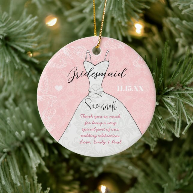Wedding Gown Bridesmaid Choose Background Colour Ceramic Tree Decoration (Tree)