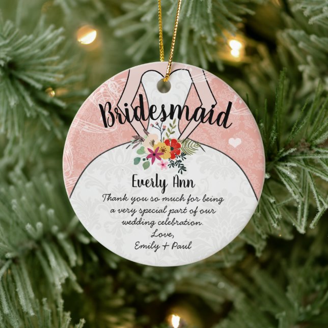 Wedding Gown Bridesmaid Wedding- You Choose Colour Ceramic Tree Decoration (Tree)