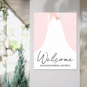 Wedding Gown on Pink Bridal Shower Poster