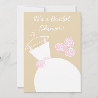 Wedding Gown Pink Beige bridal shower invitation