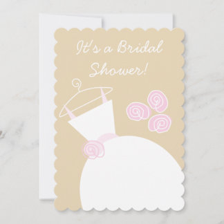 Wedding Gown Pink Beige bridal shower Invitation