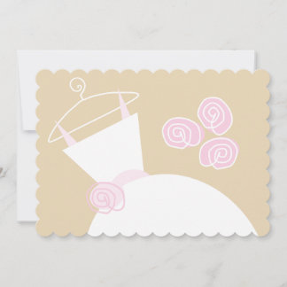 Wedding Gown Pink Beige bridal shower pink back Invitation