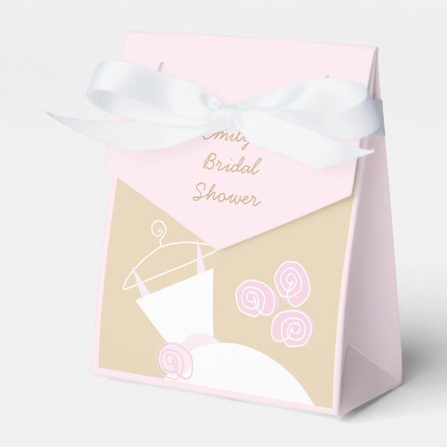 Wedding Gown Pink Beige Bridal Shower pink tent Favour Box (Front Side)