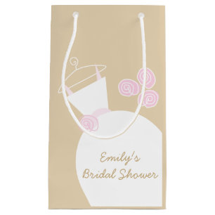 Wedding Gown Pink Beige Bridal Shower small Gift Bag
