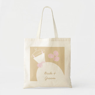 Wedding Gown Pink Beige 'Bride and Groom' Tote Bag