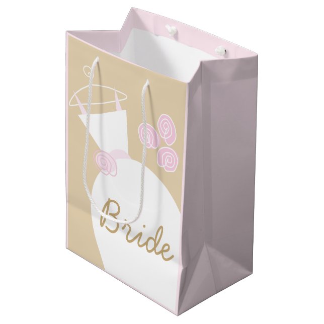 Wedding Gown Pink Beige Bride pink medium  Gift Bag (Front Angled)