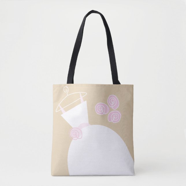 Wedding Gown Pink Beige Bride text back  Tote Bag (Front)