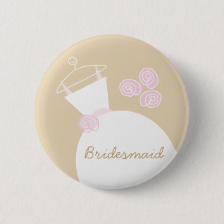 Wedding Gown Pink Beige 'Bridesmaid' button