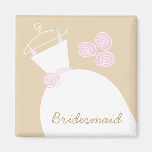 Wedding Gown Pink Beige 'Bridesmaid' Magnet