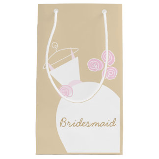 Wedding Gown Pink Beige Bridesmaid small Gift Bag