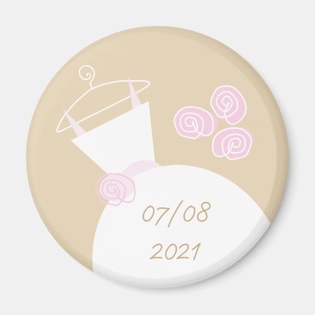 Wedding Gown Pink Beige 'Date' fridge magnet (Front)