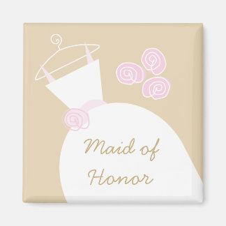 Wedding Gown Pink Beige 'Maid of Honour' Magnet