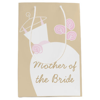 Wedding Gown Pink Beige Mother of Bride medium Gift Bag