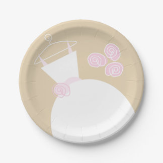 Wedding Gown Pink Beige paper plate