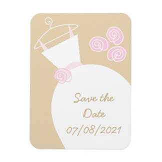 Wedding Gown Pink Beige 'Save the Date' Magnet