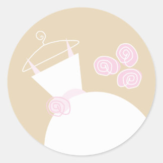 Wedding Gown Pink Beige sticker round