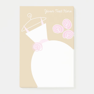 Wedding Gown Pink beige text post-it note
