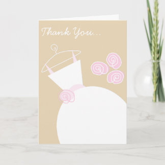 Wedding Gown Pink Beige 'Thank You Bridesmaid' Thank You Card