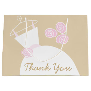 Wedding Gown Pink Beige Thank You large Gift Bag