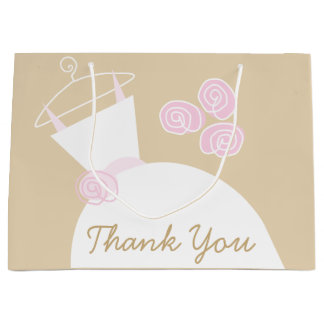 Wedding Gown Pink Beige Thank You large Gift Bag