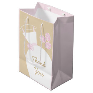 Wedding Gown Pink Beige Thank You pink medium Gift Bag