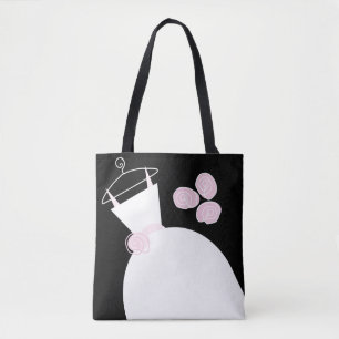 Wedding Gown Pink black pastel back Tote Bag