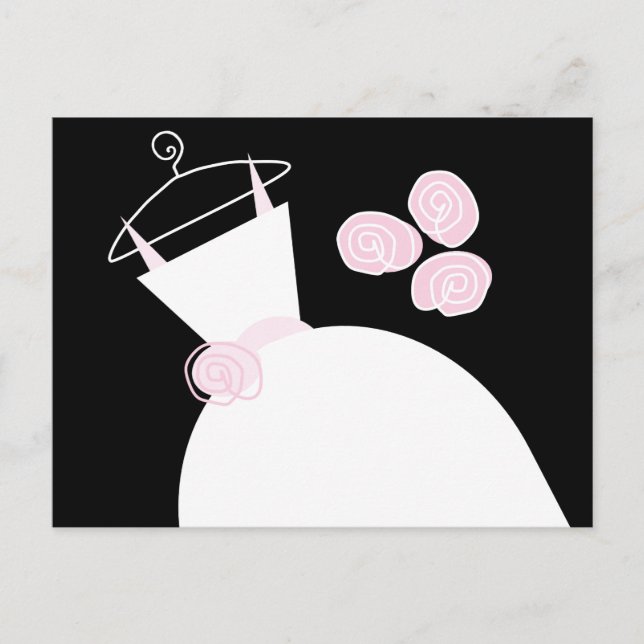 Wedding Gown Pink black pastel horizontal Postcard (Front)