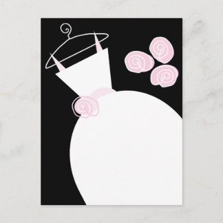 Wedding Gown Pink black pastel postcard