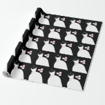 Wedding Gown Pink black Wrapping Paper<br><div class="desc">Pretty bridal themed wrapping paper in shades of pink featuring a stylised wedding gown and flowers on a black background. A customisable design for you to personalise with your own text,  pictures and ideas.</div>