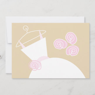 Wedding Gown Pink bridal shower beige white Invitation